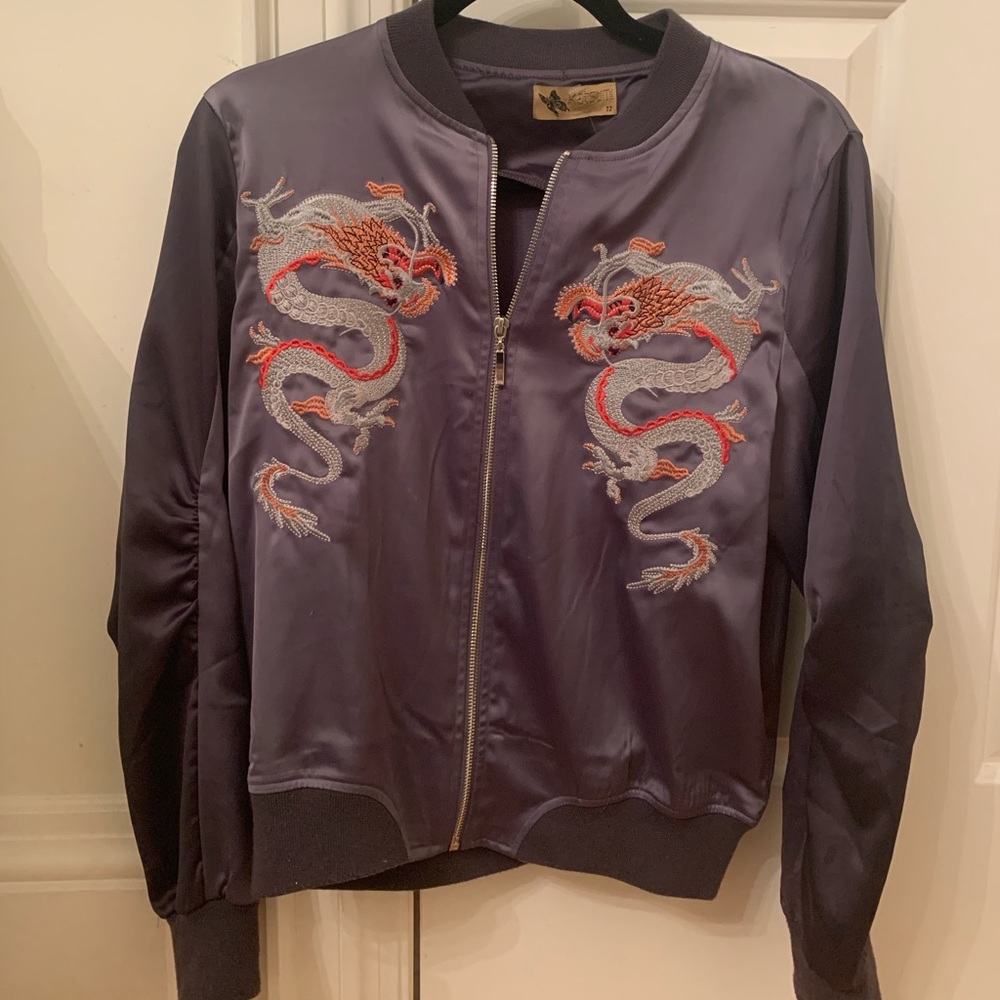 Grey silk bomber jacket